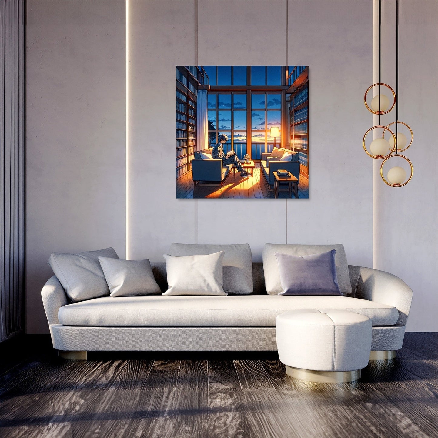 Twilight Library Calm Canvas