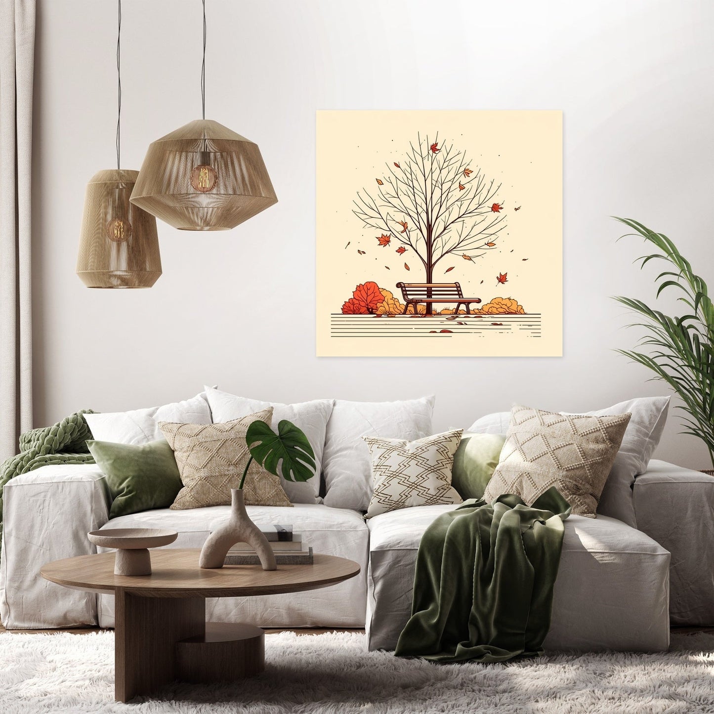 Autumn Park in Warm Colors Canvas