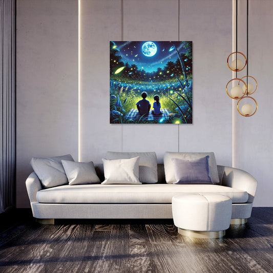 Firefly Meadow Night Canvas