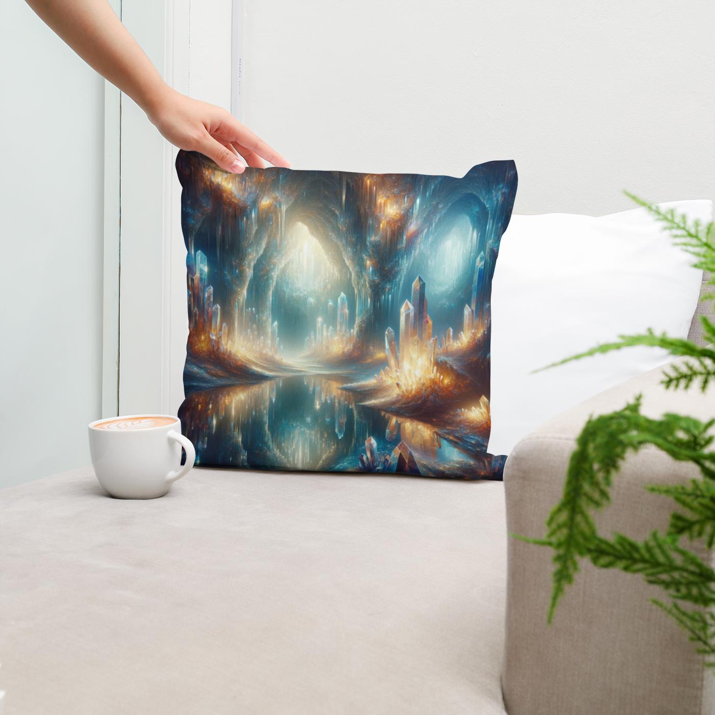 Mystical Crystal Grotto Cotton Cushion
