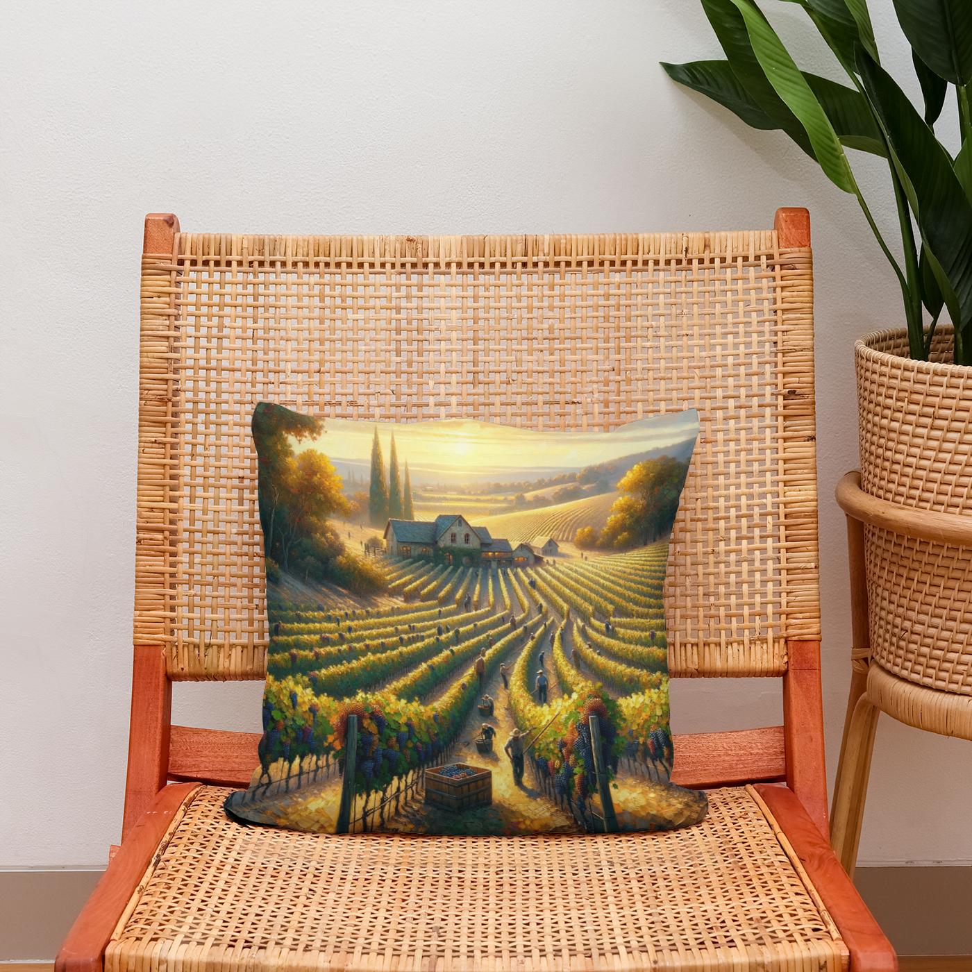 Harvest Vineyard Cotton Cushion