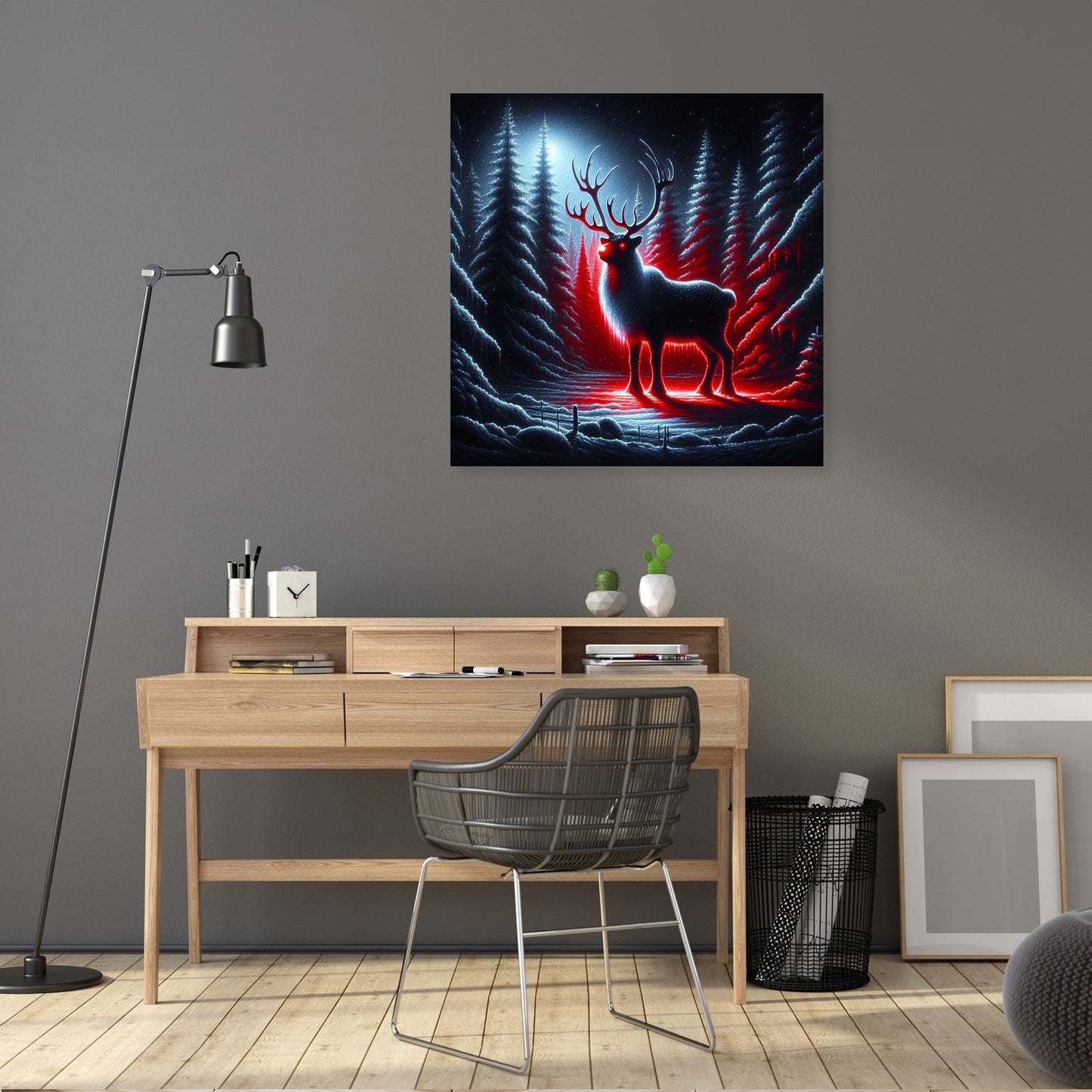 Reindeer's Radiance Nightfall Canvas