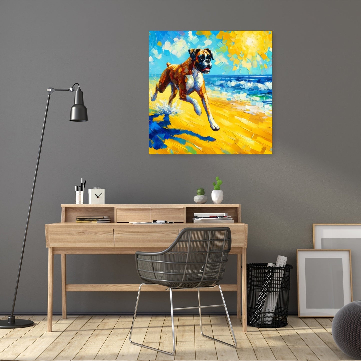 Boxer at the Beach Summer Vibes Canvas