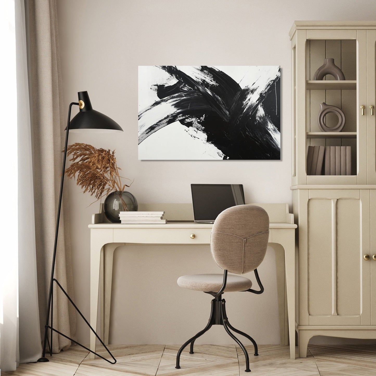 Monochrome Whirlwind Canvas