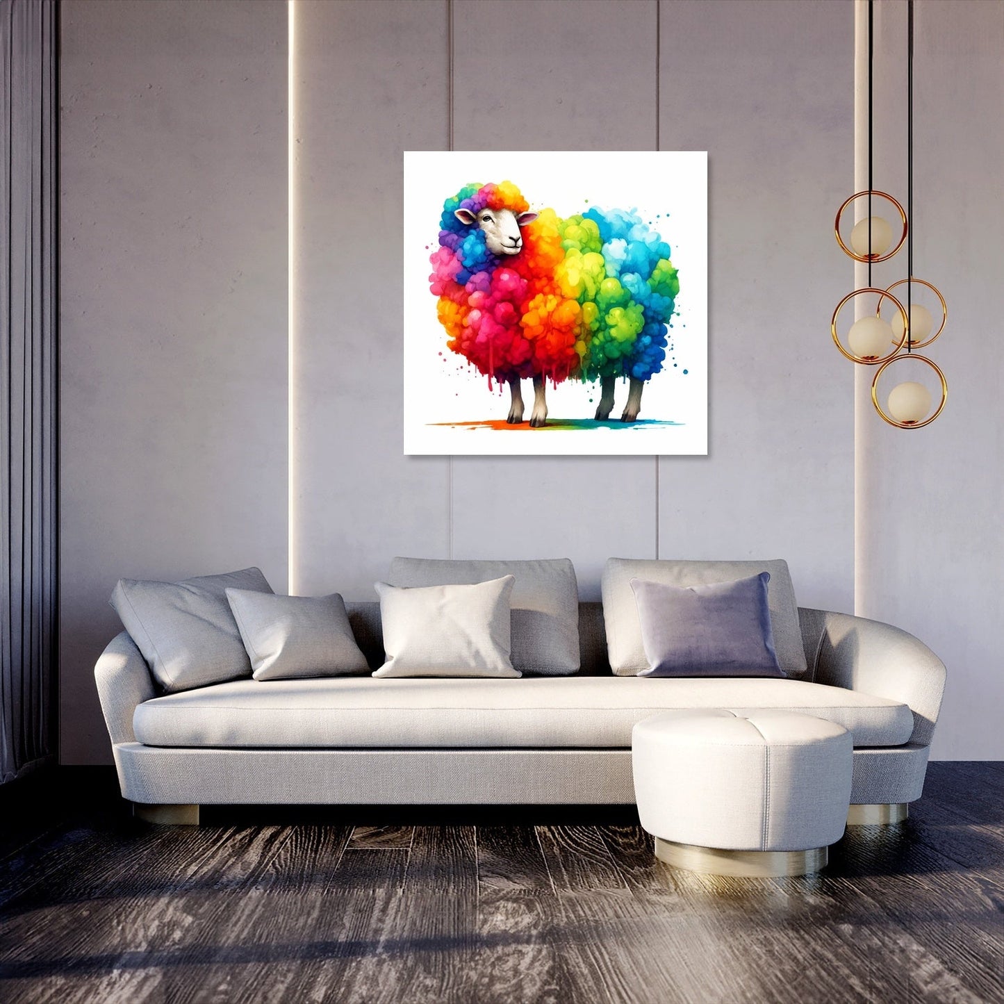 Rainbow Wool Sheep Canvas
