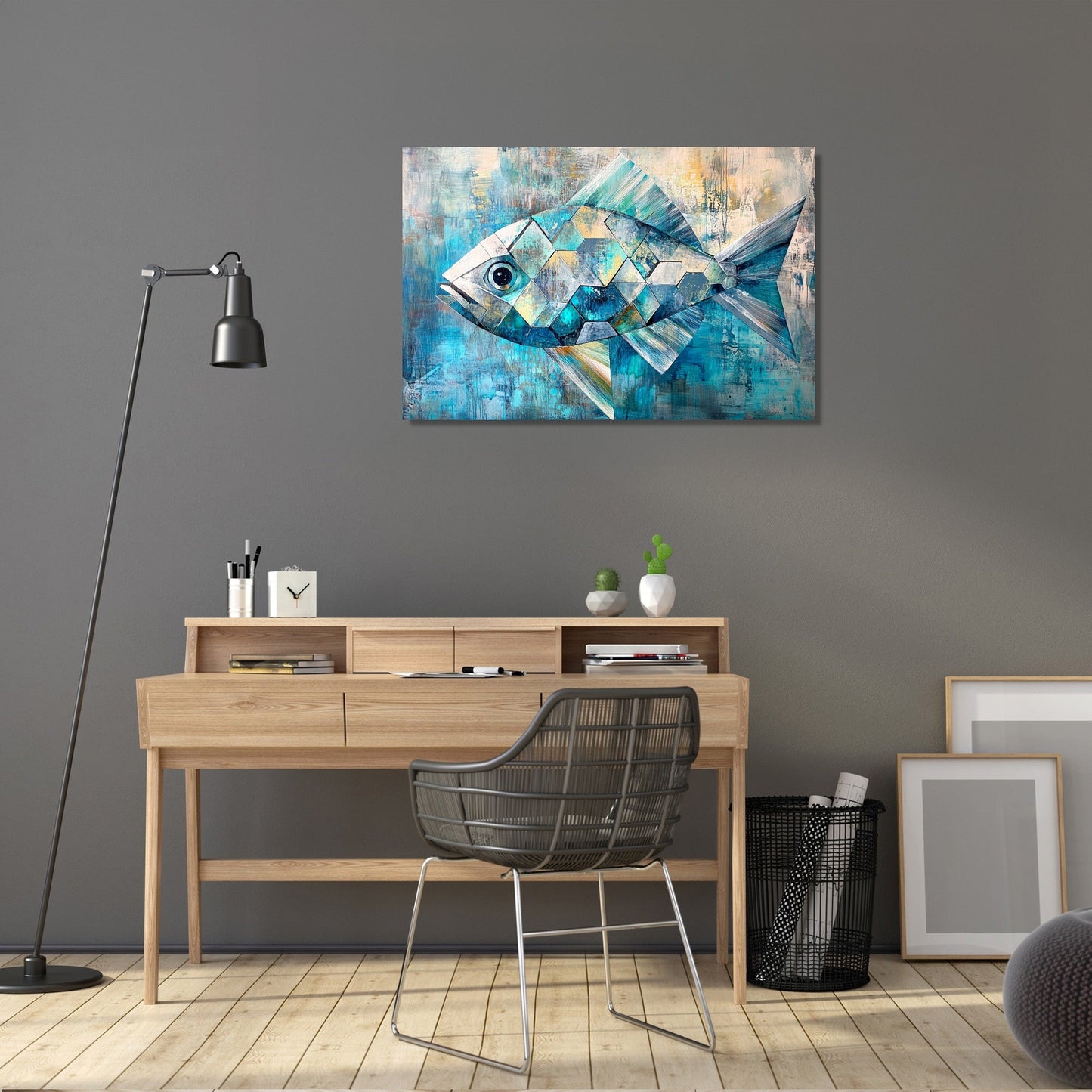 Geometric Fish Elegance Canvas