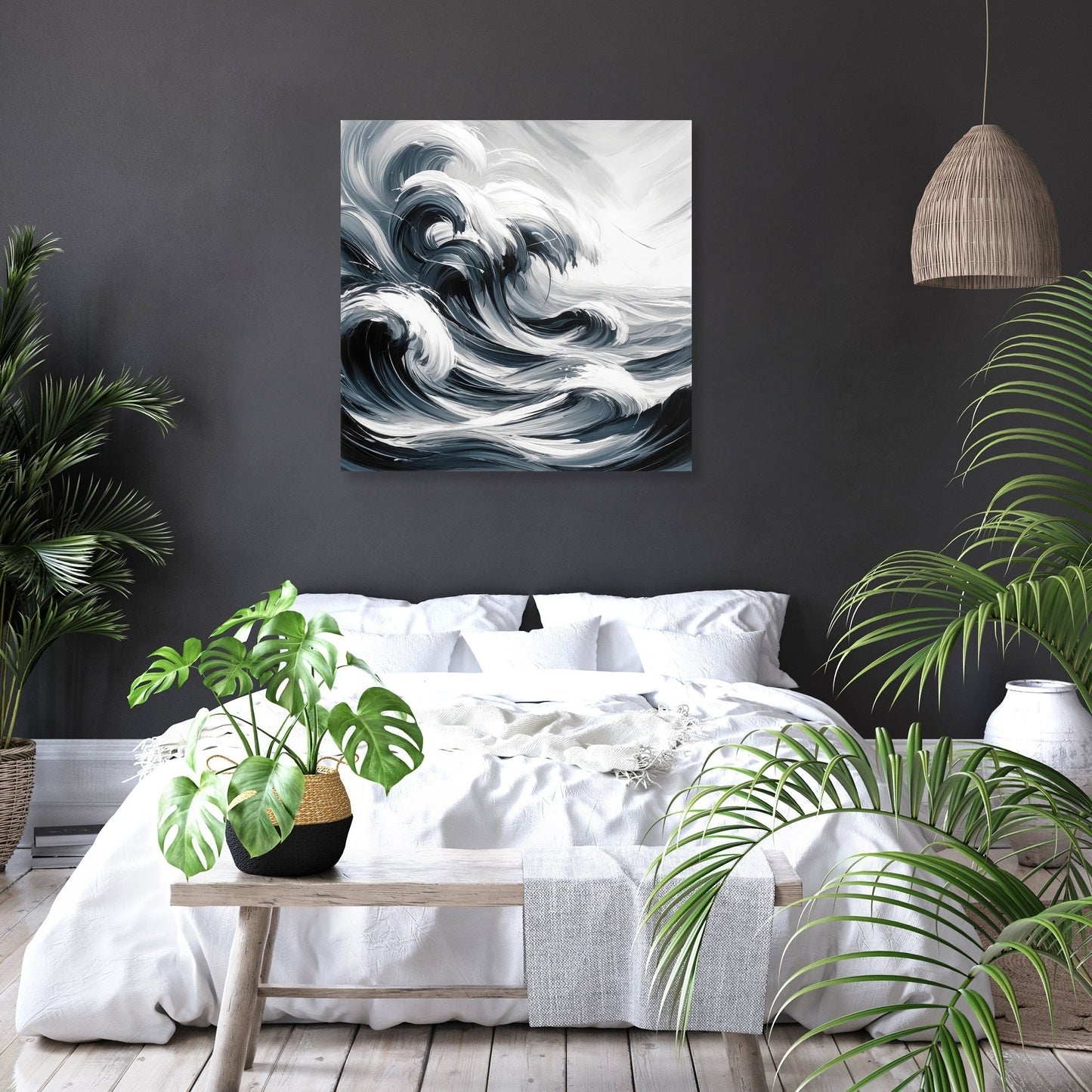 Monochrome Tides Canvas