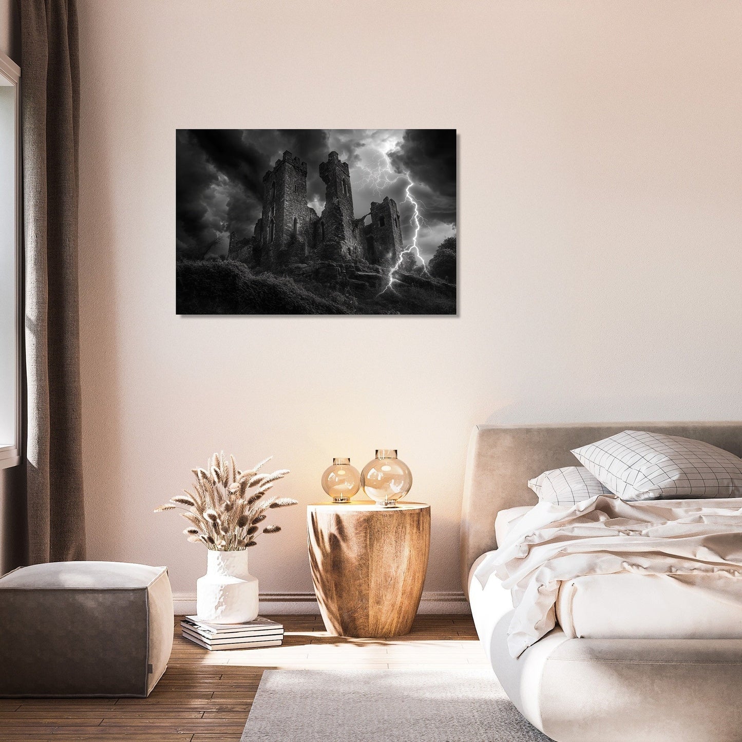 Lightning over Nostalgic Castle Canvas