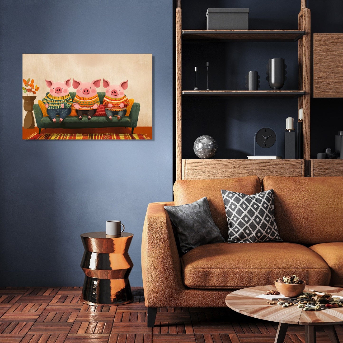 Sweatered Pigs on Canvas