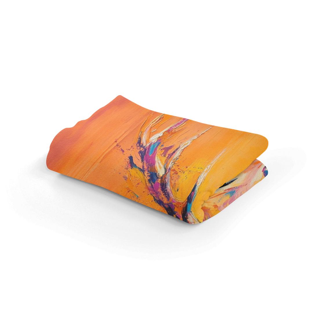 Vibrant Deer on Orange Blanket