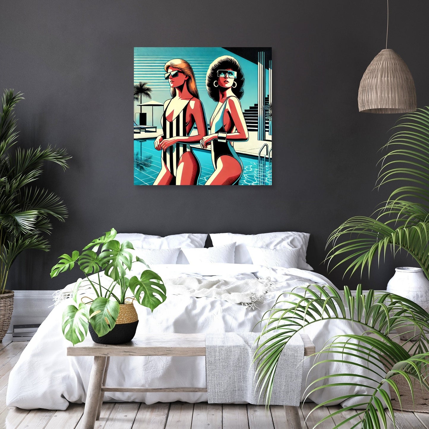 Retro Elegance Poolside Canvas