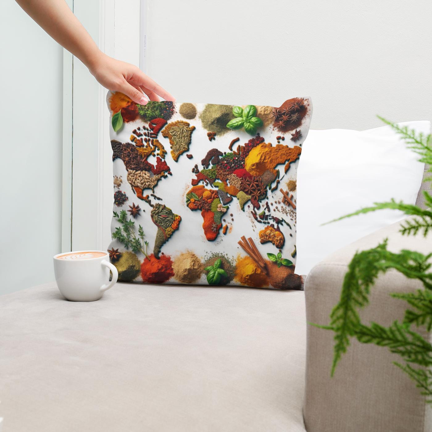 Spice World Map Cotton Cushion