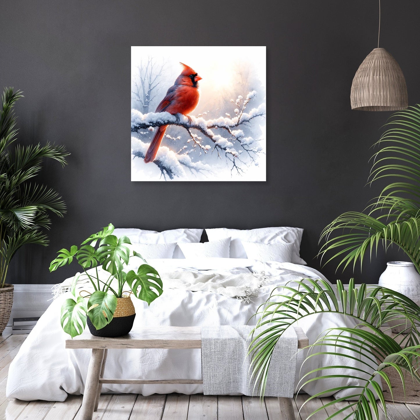 Cardinal's Winter Morning Canvas
