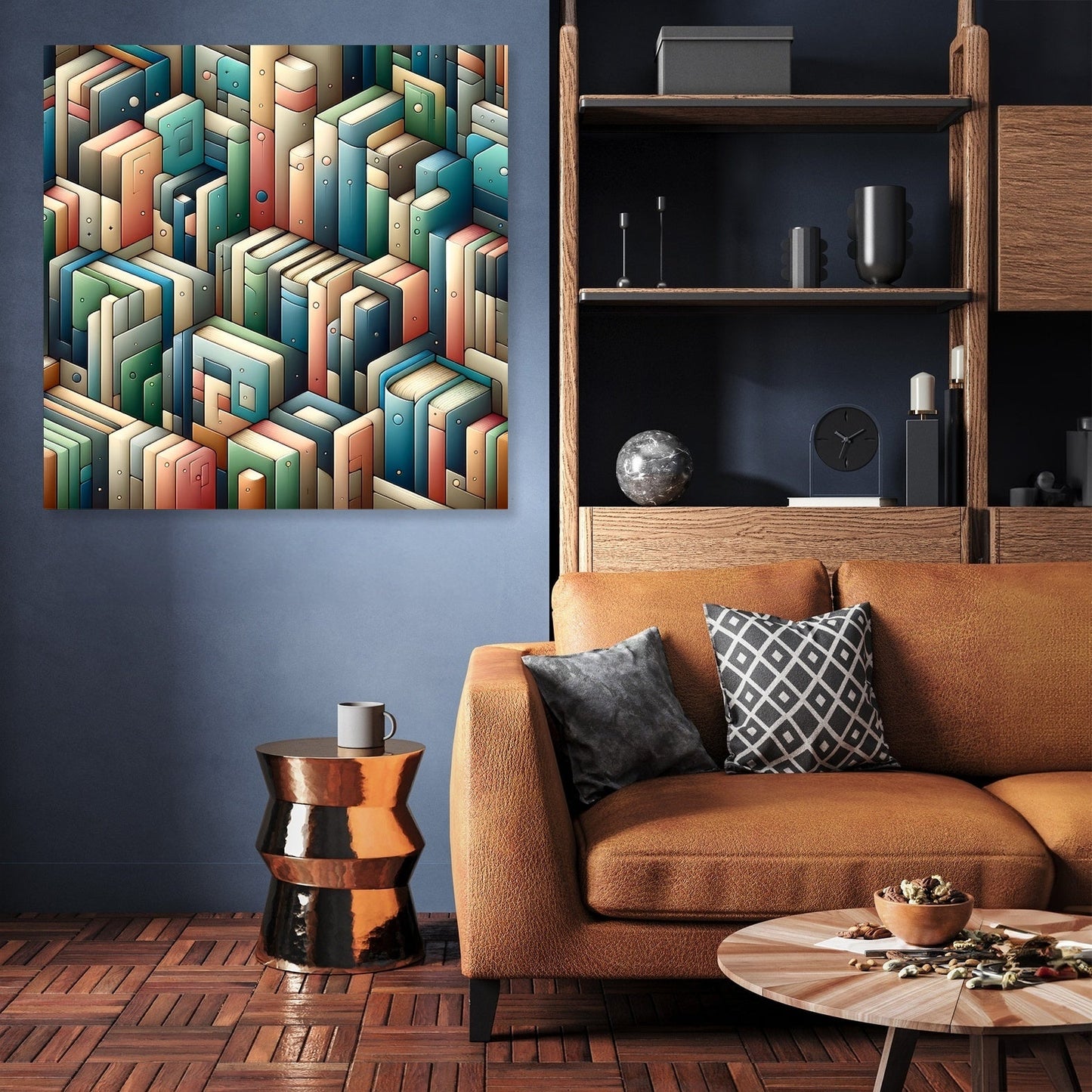 Abstract Bookshelf Canvas