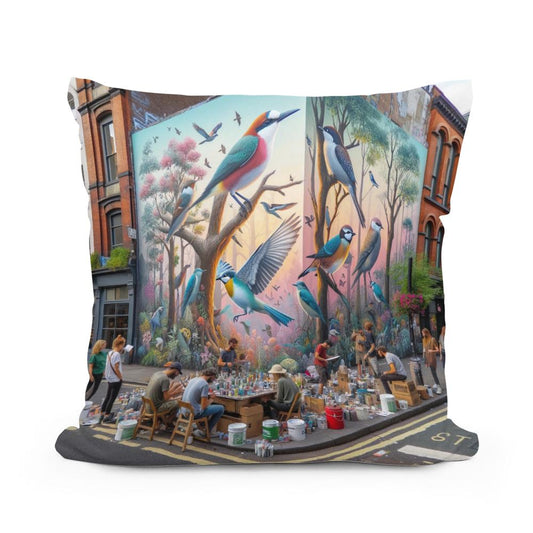 Urban Nature Mural Cotton Cushion