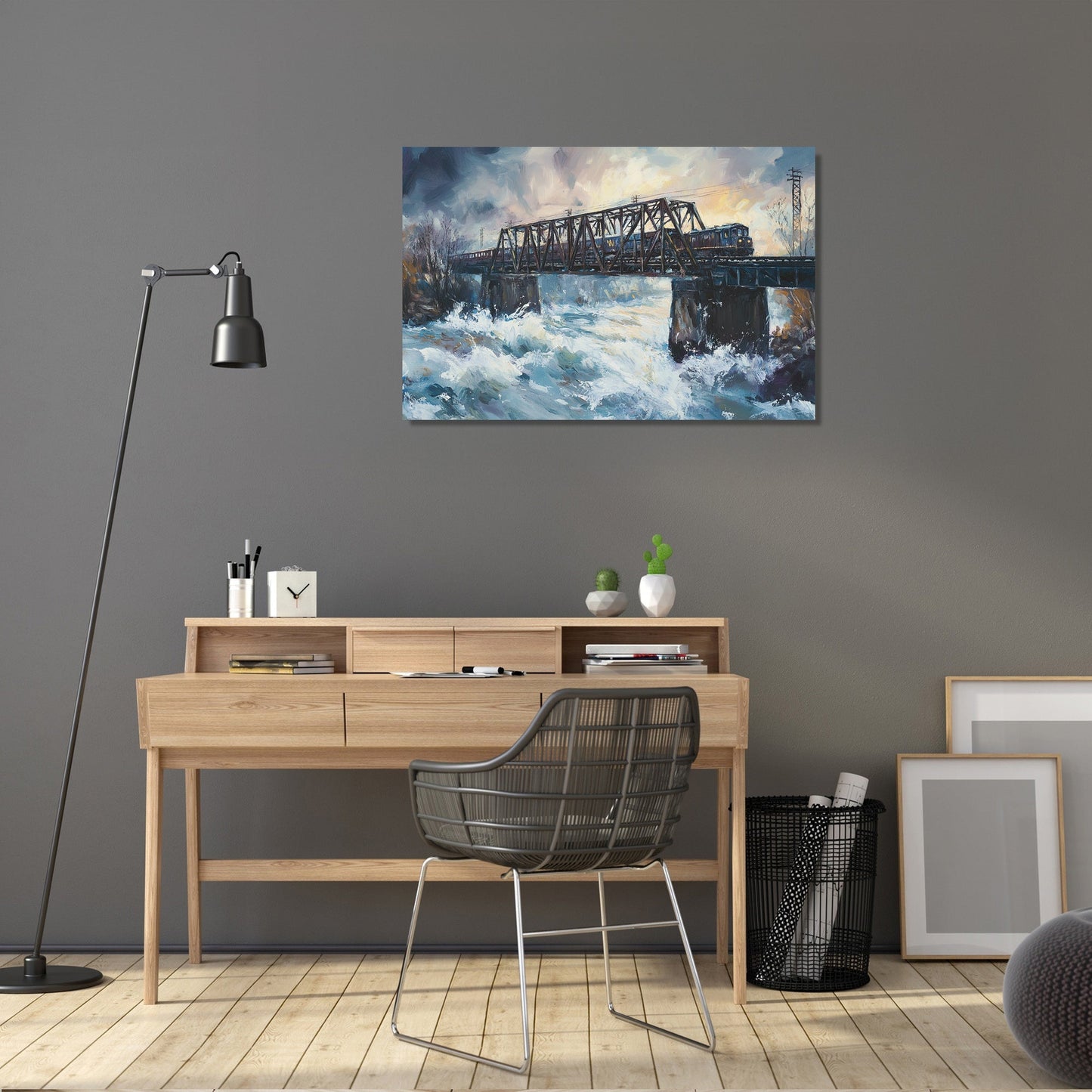 Train Over River Canvas