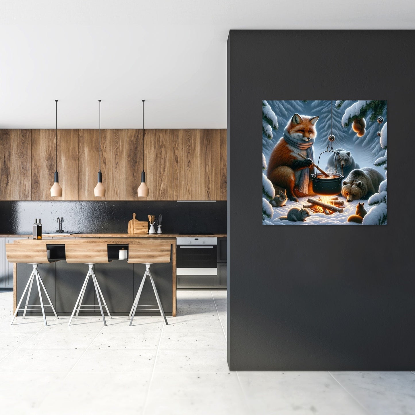 Solitary Winter Fox Canvas