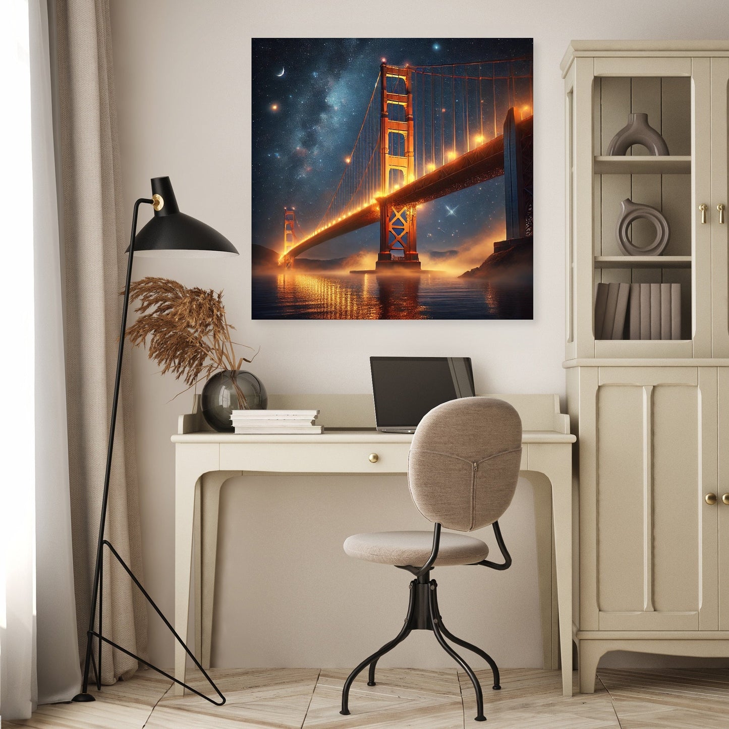 Golden Gate Starry Night Canvas