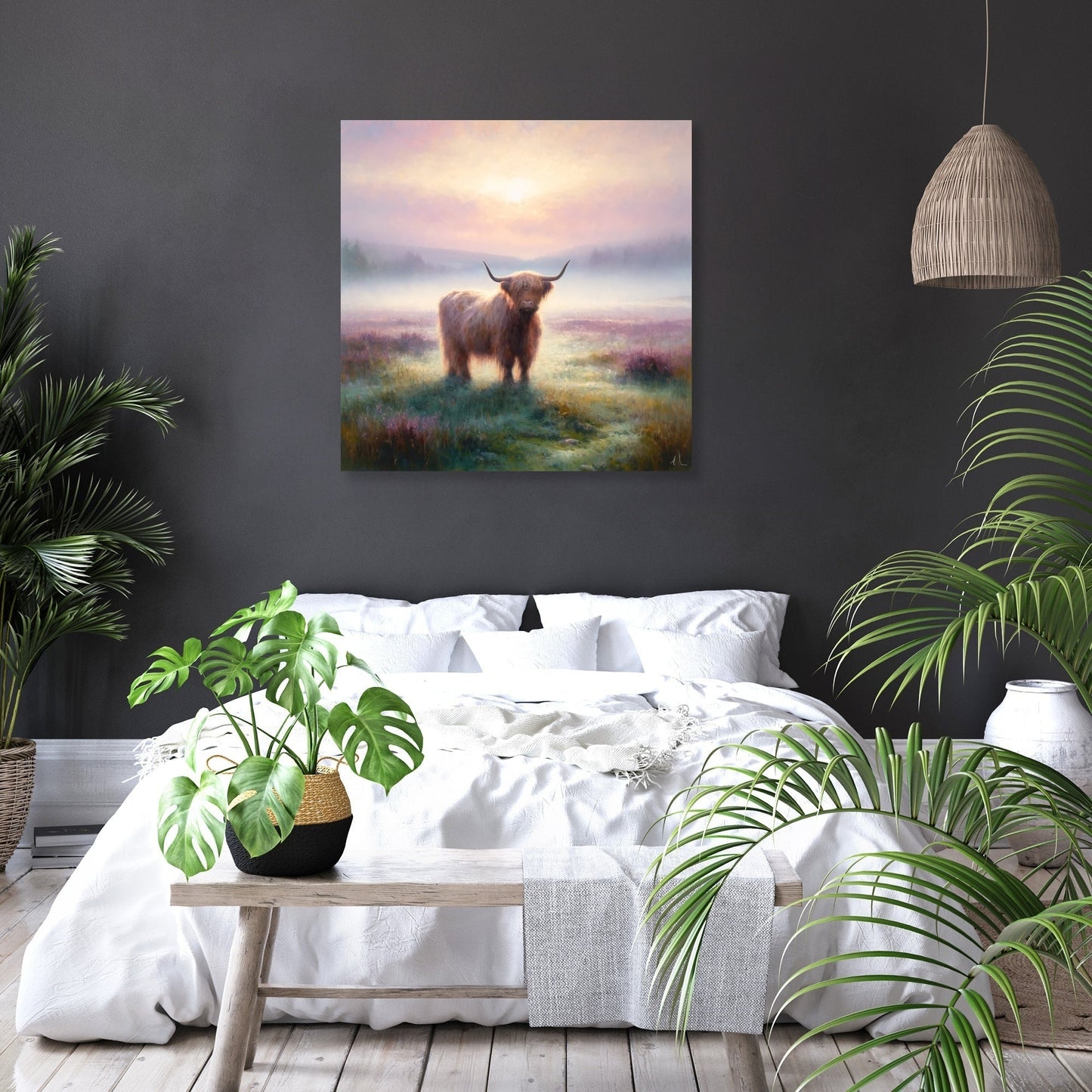 Highland Cow Dawn Canvas