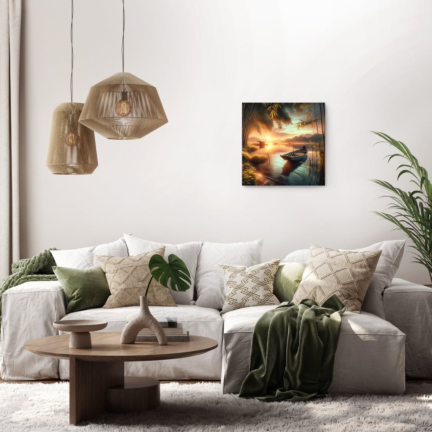 Lakeside Sunset Serenity Canvas