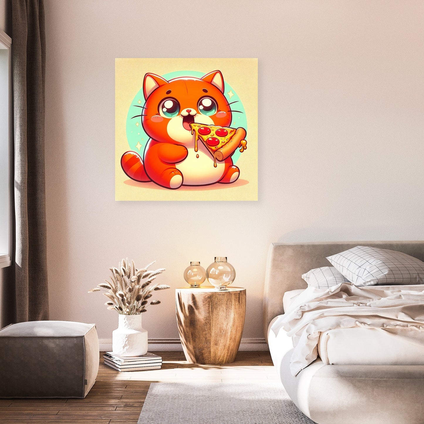 Pizza Loving Cat Canvas