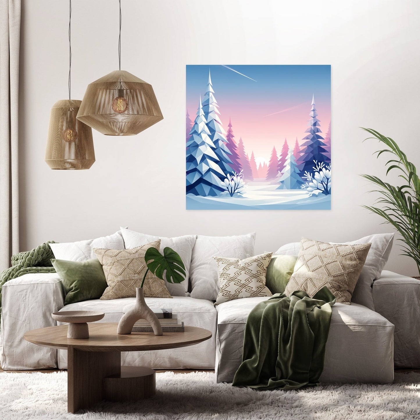 Frosty Dawn Geometry Canvas