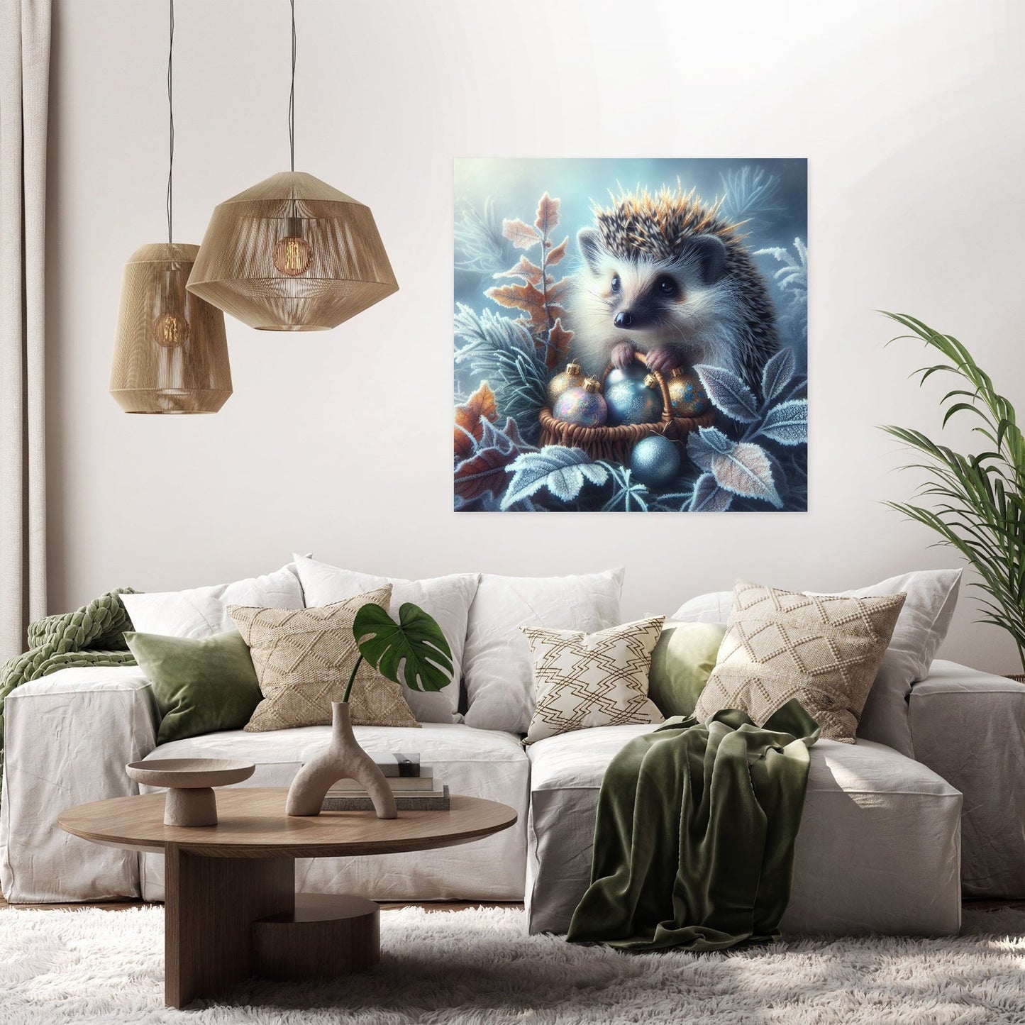 Festive Morning Hedgehog Canvas