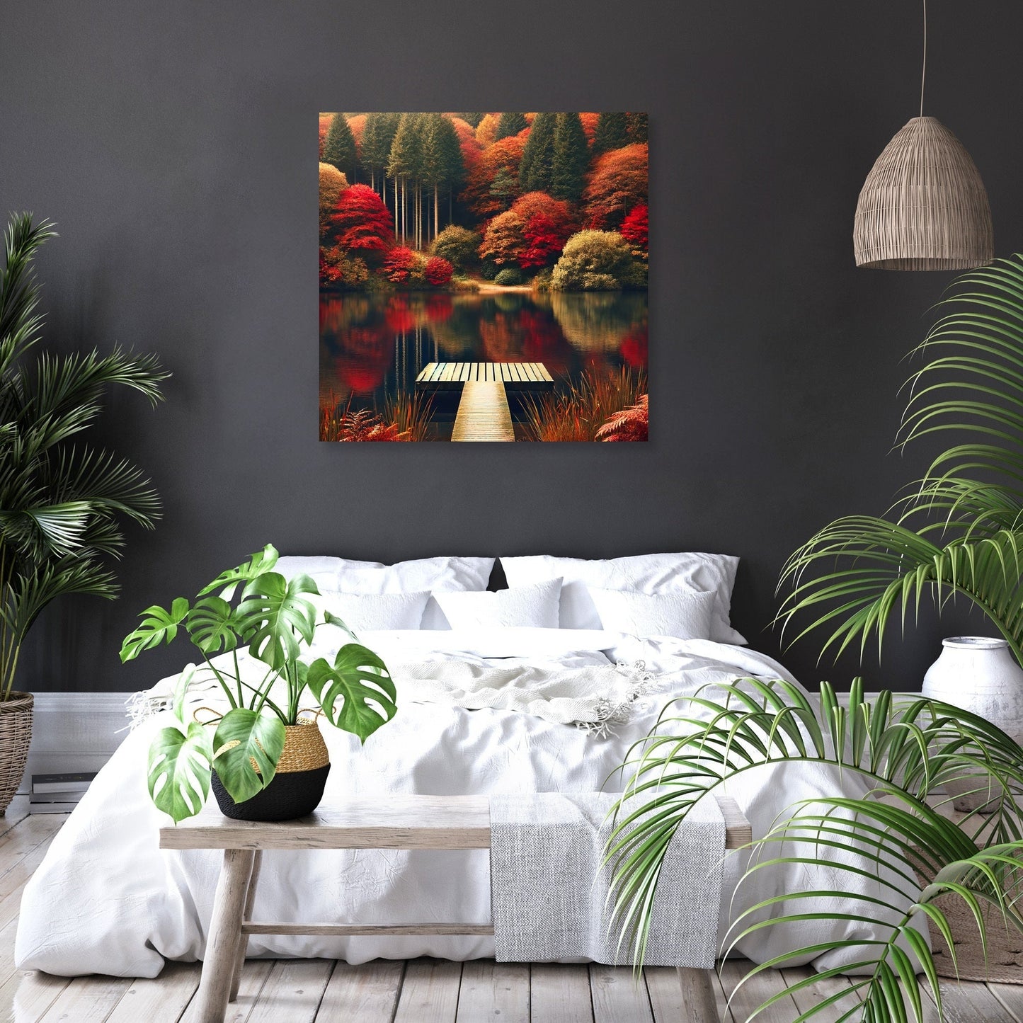 Autumn Lake Tranquillity Canvas
