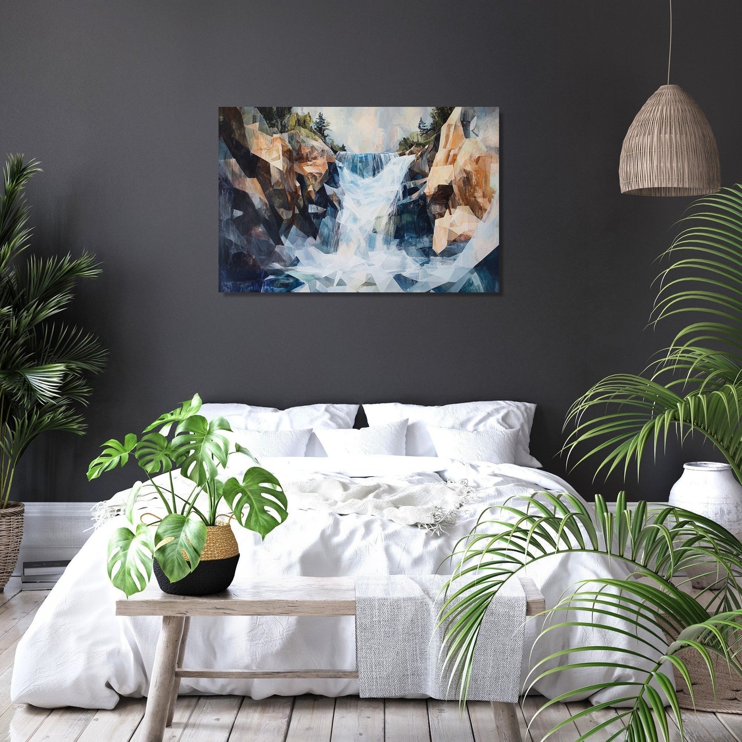 Geometric Waterfall Chaos Canvas