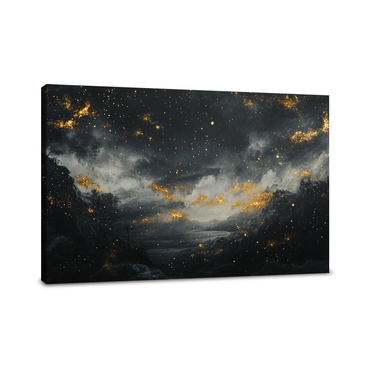 Golden Stars on Shadowed Canvas