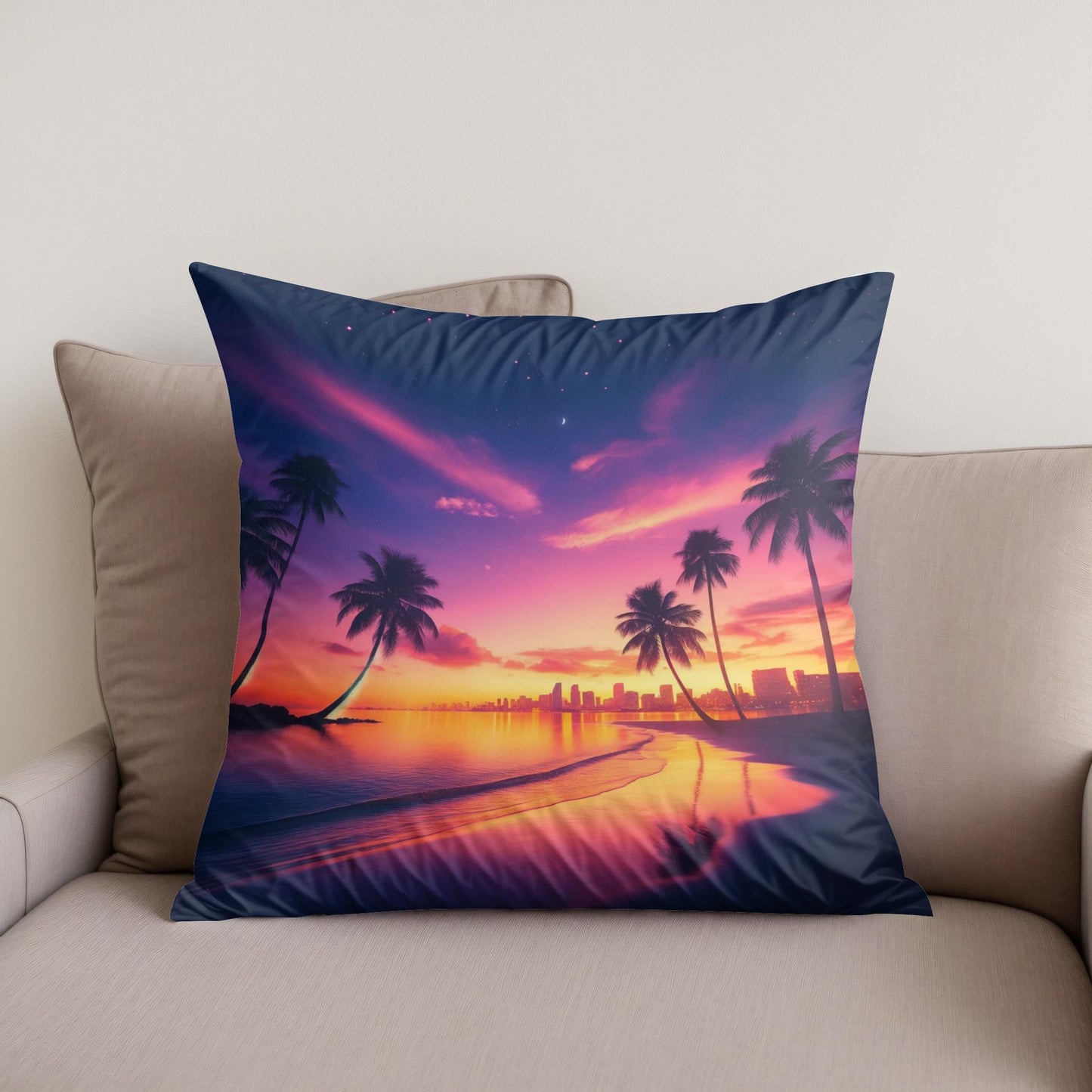 Miami Sunset Serenity Cotton Cushion