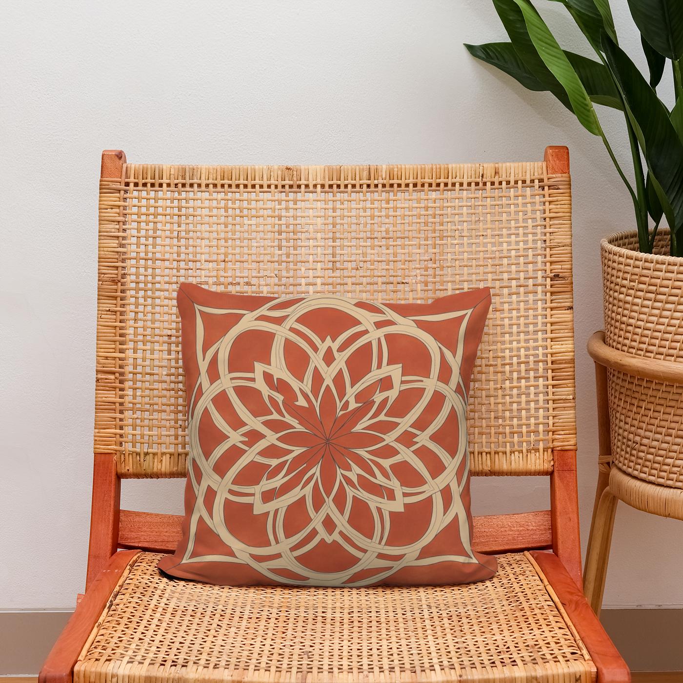 Rusty Orange Rosette Cotton Cushion