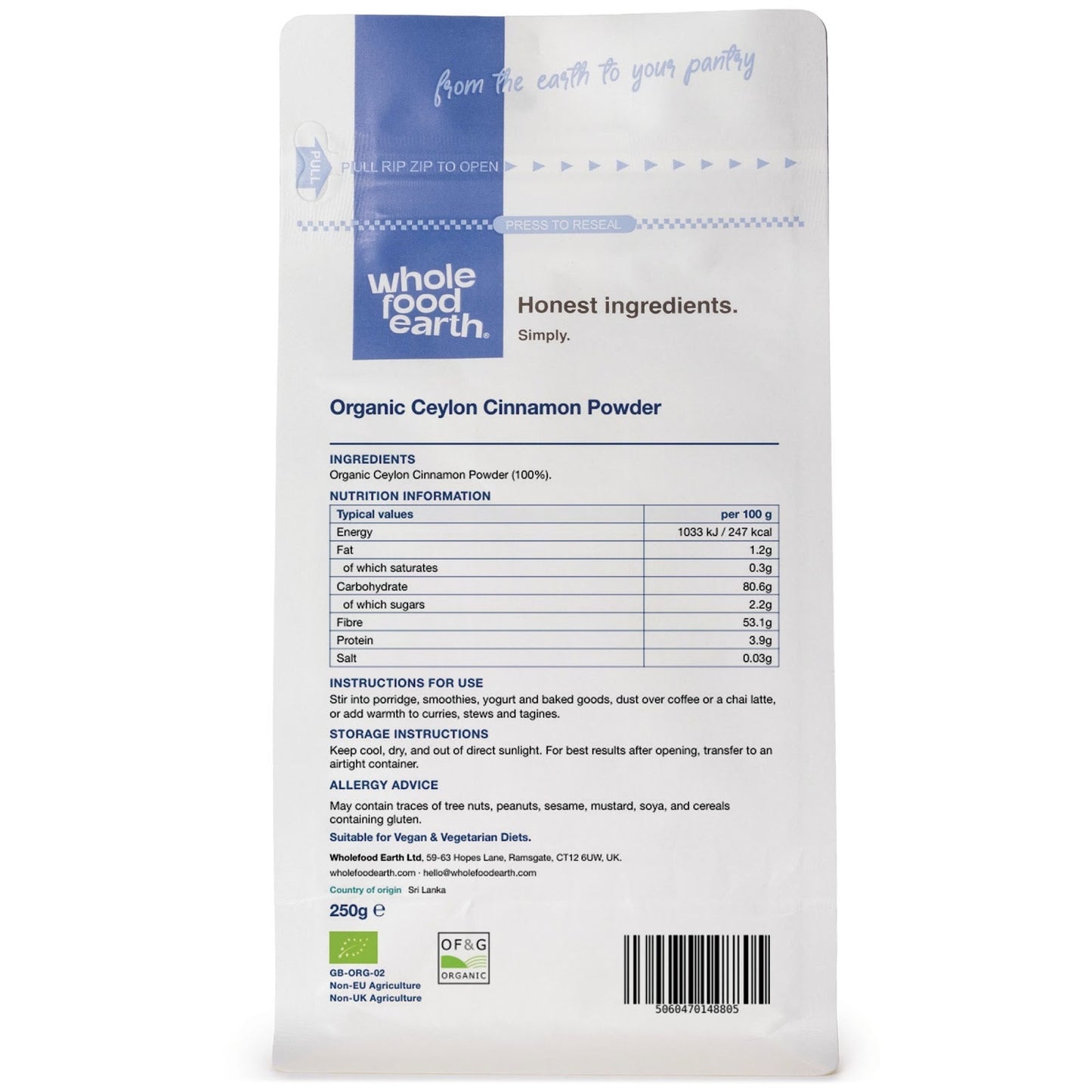 Organic Ceylon Cinnamon Powder (True)