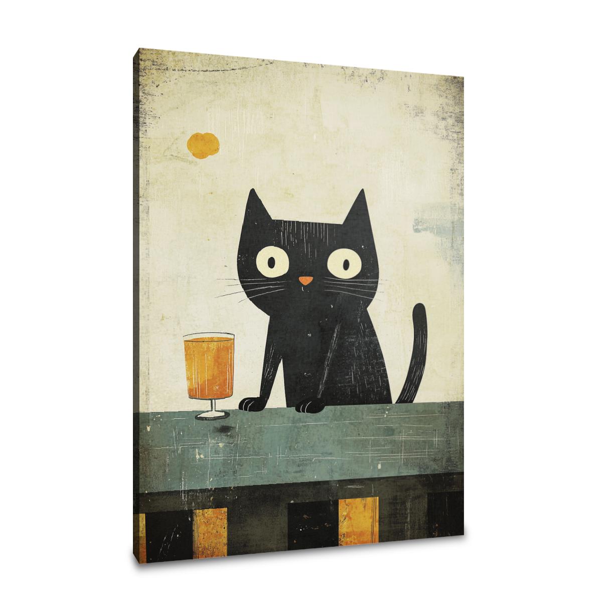 Cat with Drink Canvas