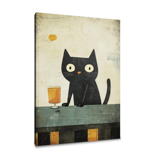 Cat with Drink Canvas