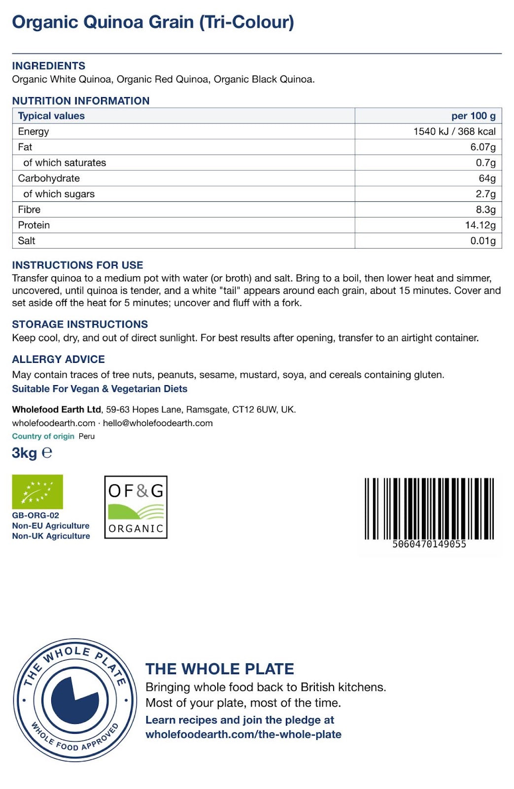 Organic Quinoa Grain (Tri - Colour)