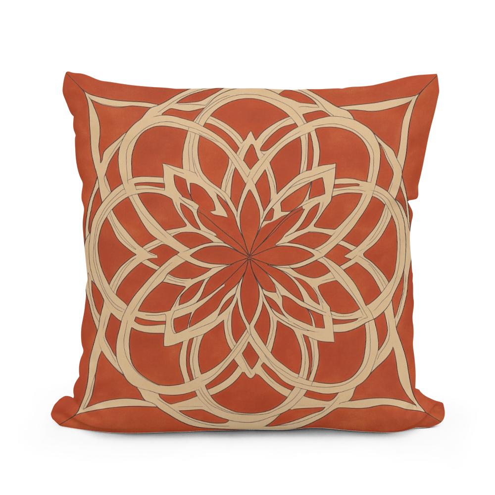 Rusty Orange Rosette Cotton Cushion