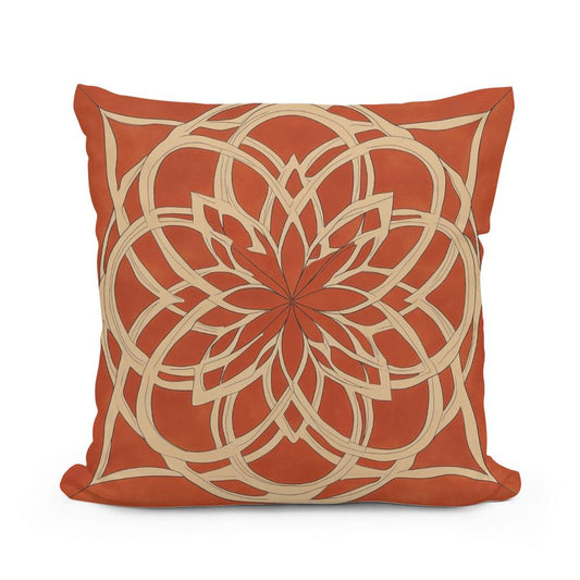 Rusty Orange Rosette Cotton Cushion