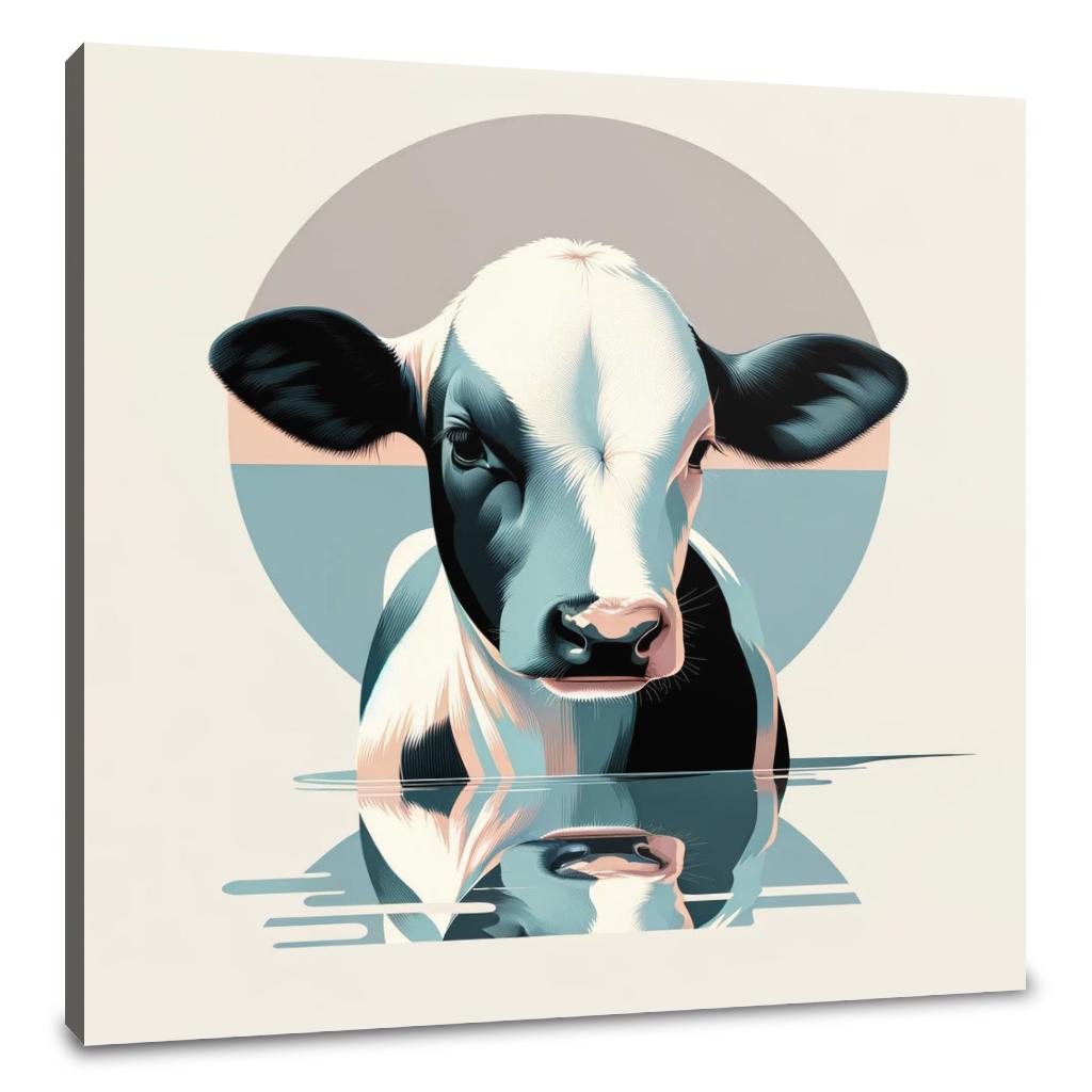 Pastel Modernist Cow Canvas