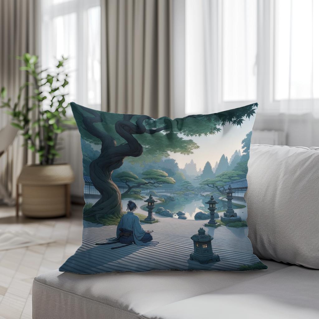 Samurai Serenity Cotton Cushion