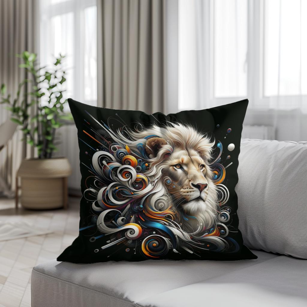 Lion's Abstract Majesty Cotton Cushion
