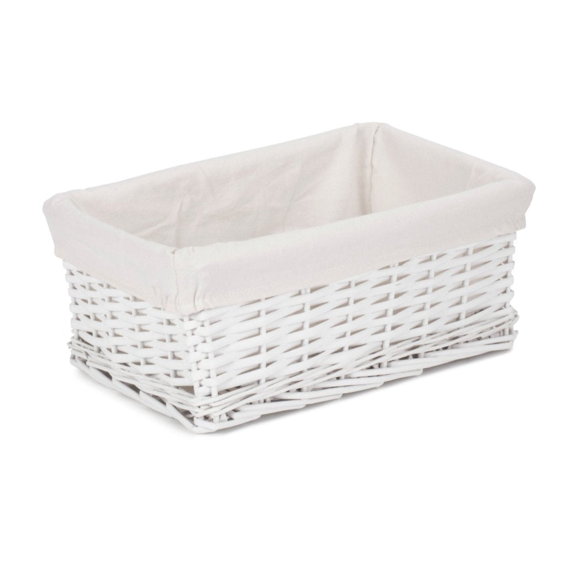 Medium White Wicker Storage Basket with White Lining
