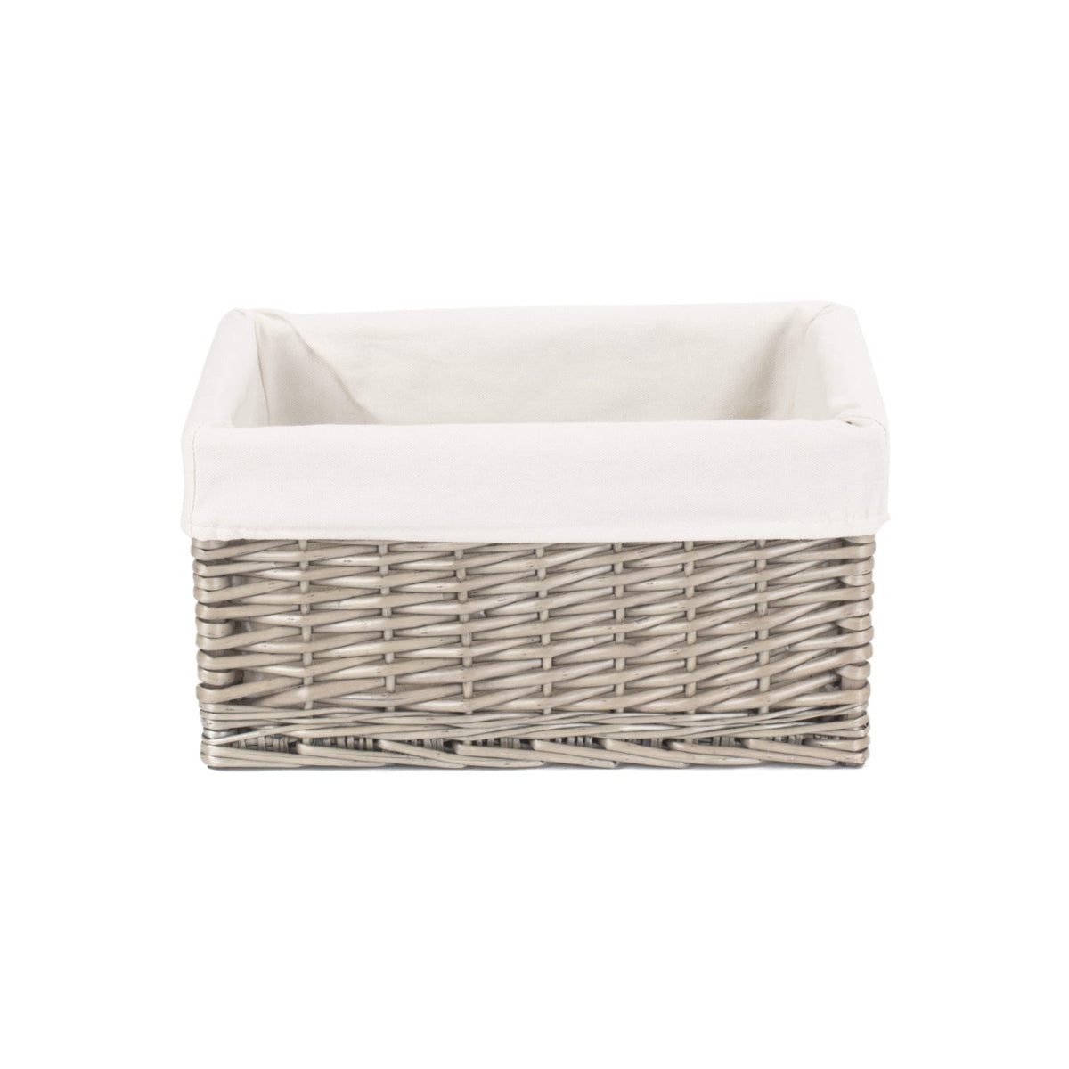Medium Antique Wash Willow Storage Basket with White Lining