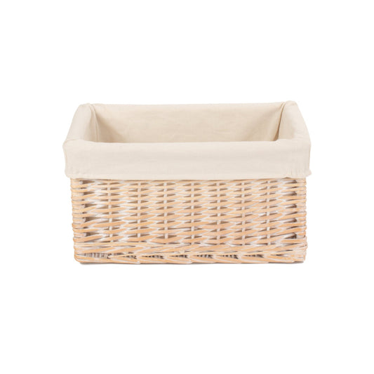 Medium White Wash Willow Storage Basket with White Lining