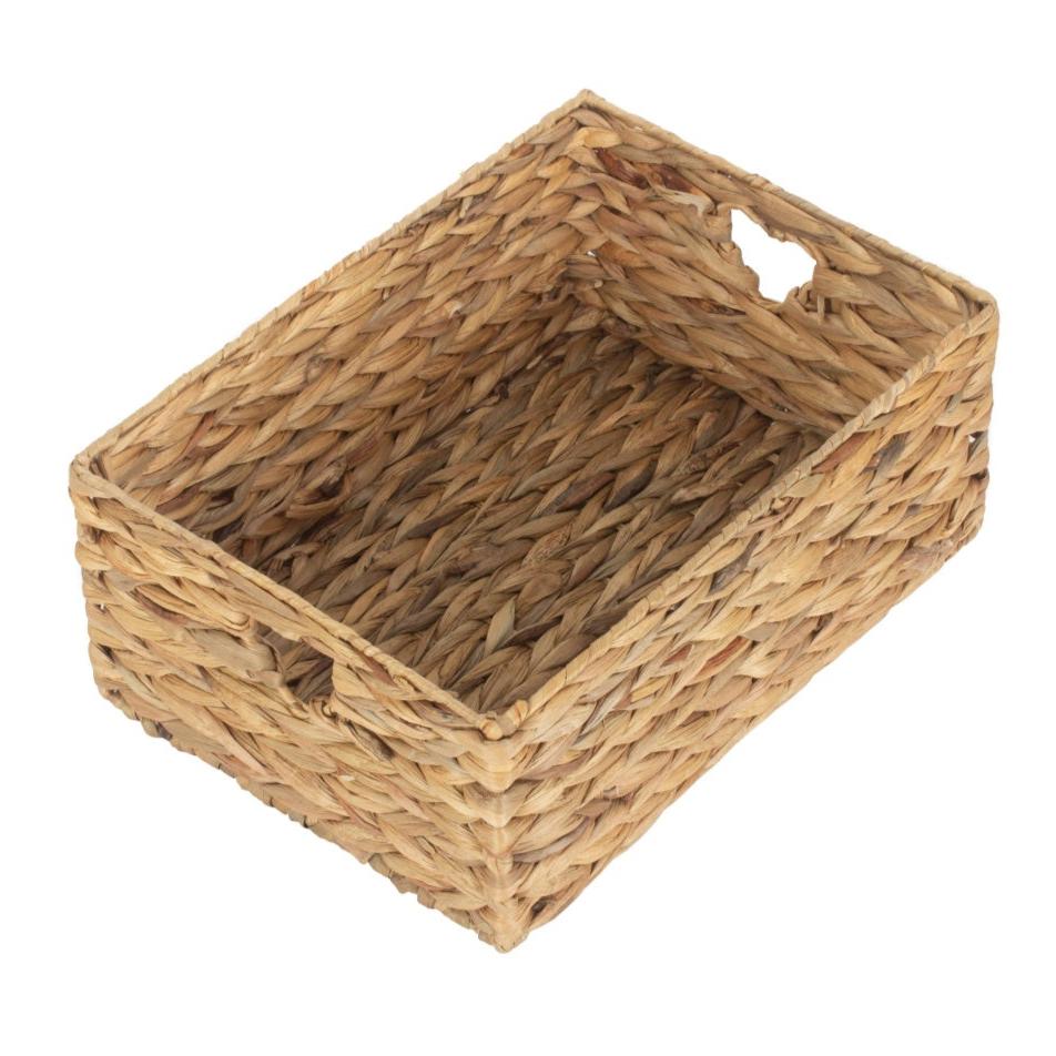Medium Water Hyacinth Storage Basket with Heart Cut-Out Handles