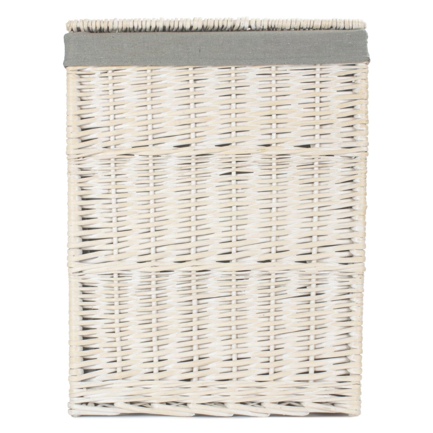 Square White Wash Laundry Hamper with Grey Sage Lining - Large