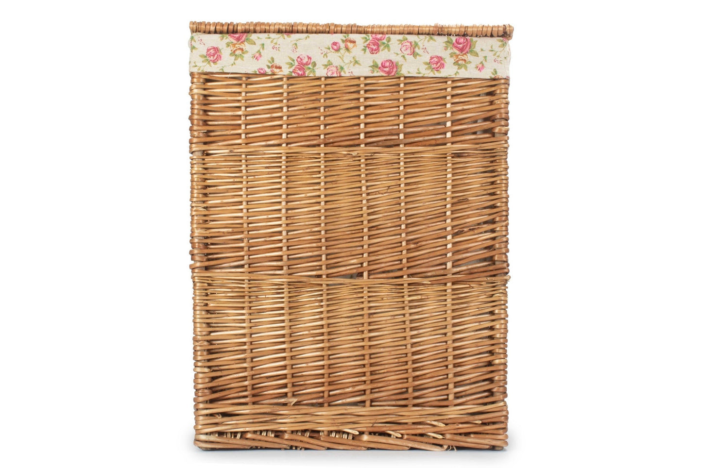 Light Steamed Willow Square Laundry Basket with Garden Rose Lining - Large