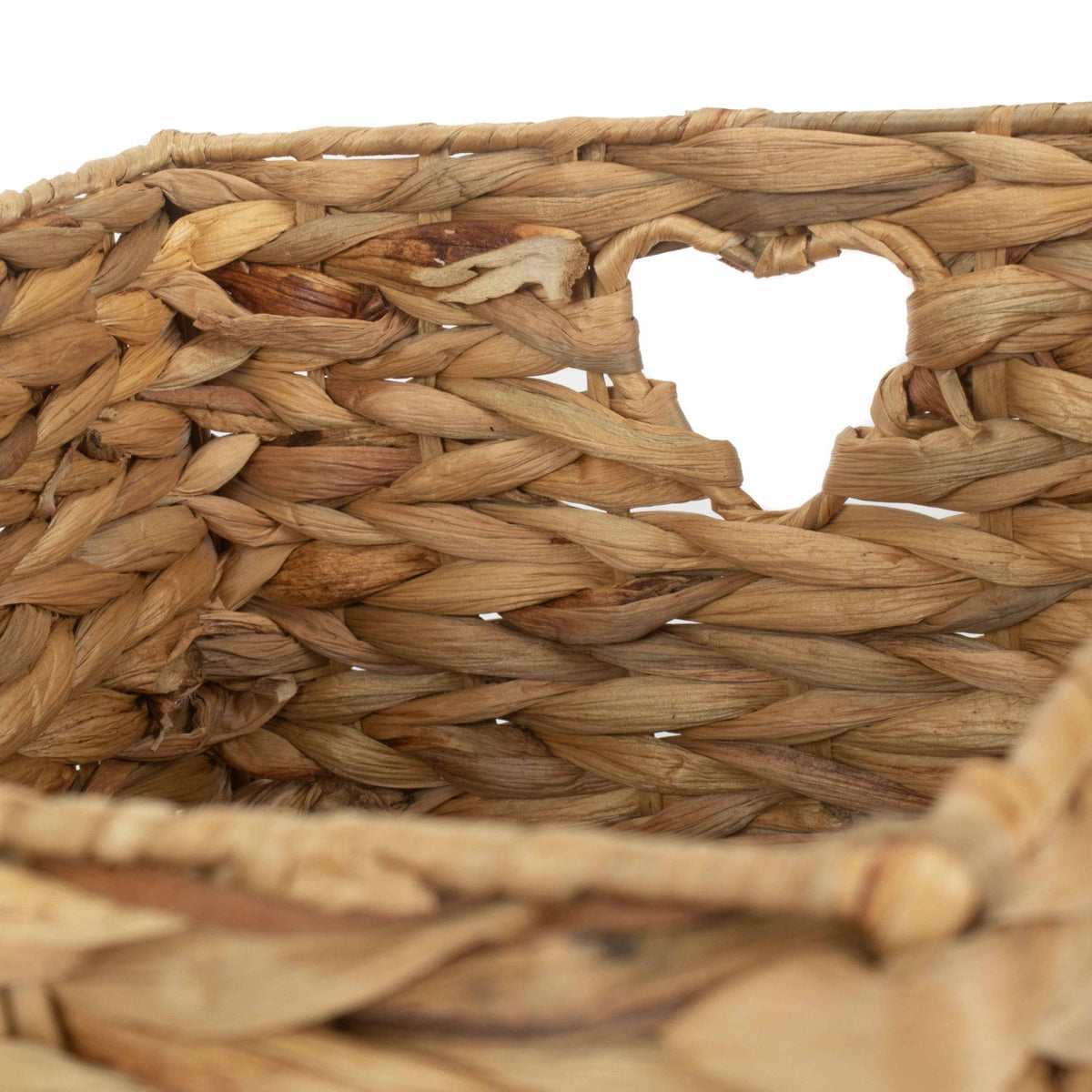 Medium Water Hyacinth Storage Basket with Heart Cut-Out Handles