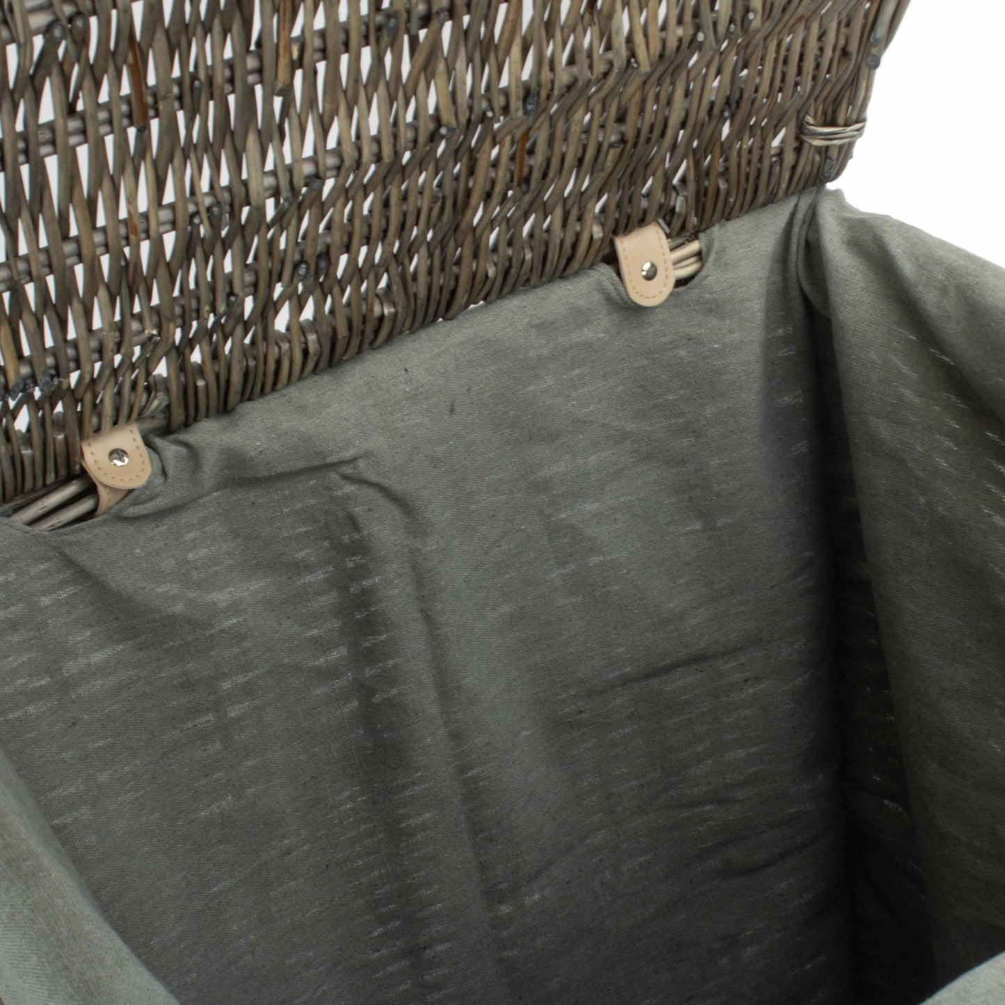 Antique Wash Willow Large Square Laundry Basket with Grey Sage Lining