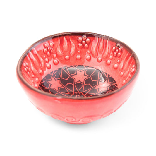 8 cm Handmade Bowl, Stars Red